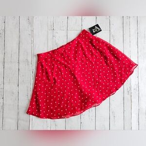 Art Class Girls Red & White Polka Dot Skirt Sheer Chiffon & Fully Lined Flowy